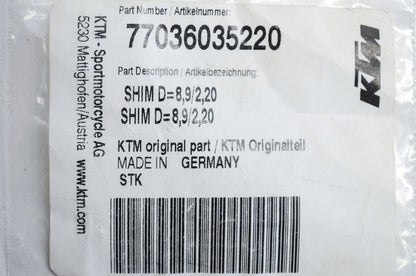 OEM KTM 77036035220 Shim D=8.9/2.20 NOS