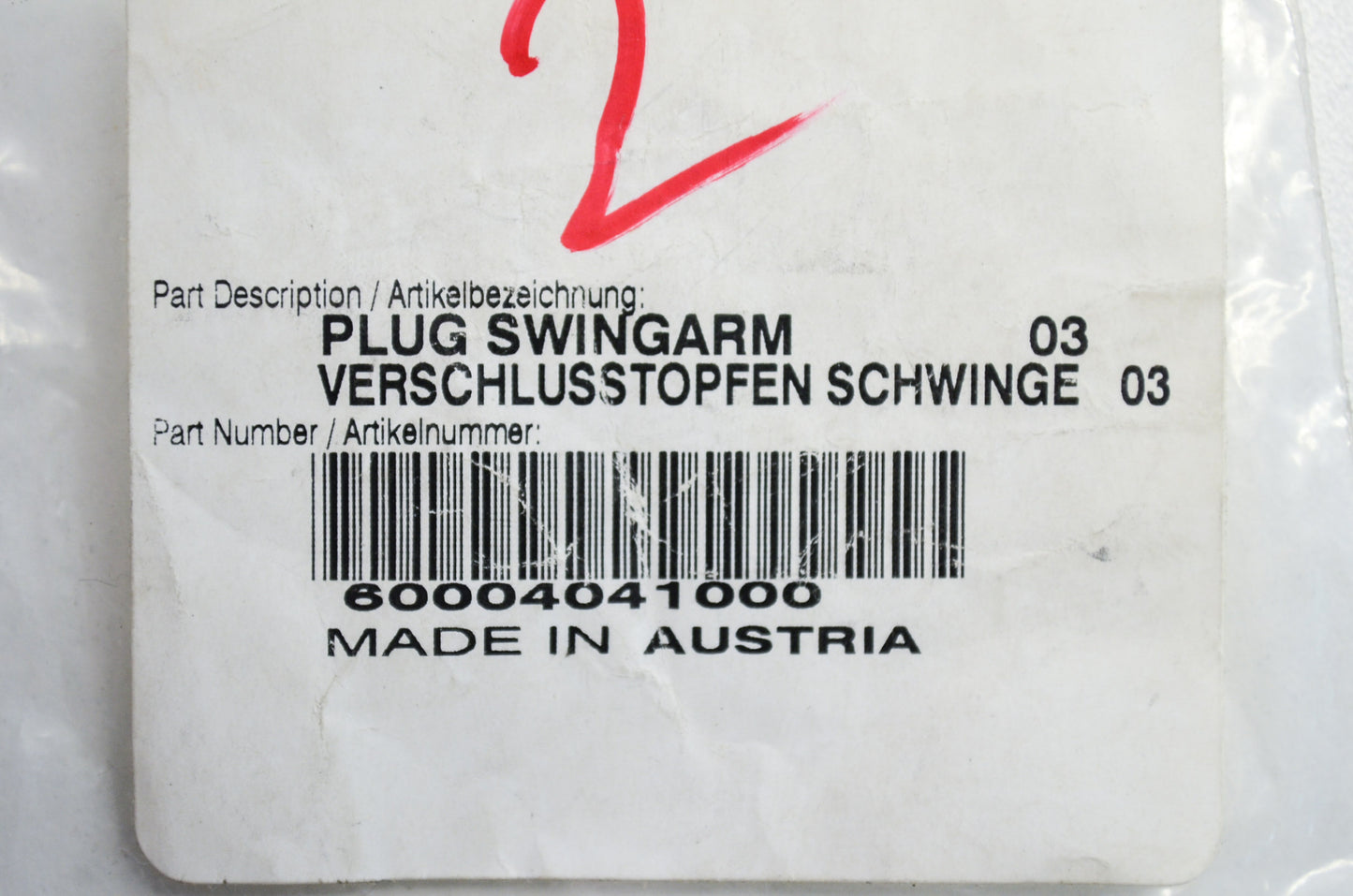 OEM KTM 60004041000 Swingarm Plug NOS