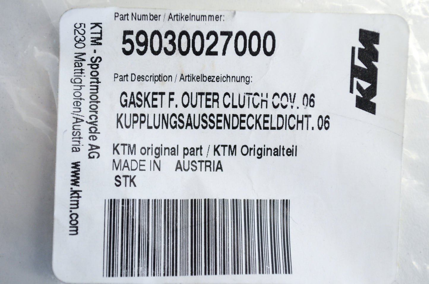 OEM KTM 59030027000 Outer Clutch Cover Gasket NOS