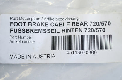 OEM KTM 45113070300 Rear Foot Brake Cable NOS