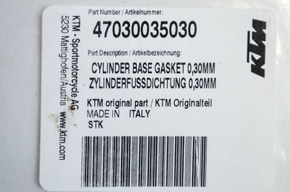 OEM KTM 47030035030 Cylinder Base Gasket 0.30mm NOS