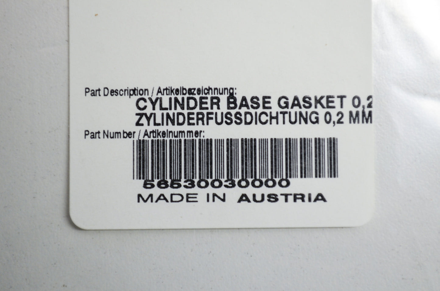 OEM KTM 56530030000 Cylinder Base Gasket 0.2mm NOS