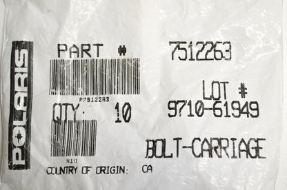 OEM Polaris 7512263 Carriage Bolt Qty 5 NOS