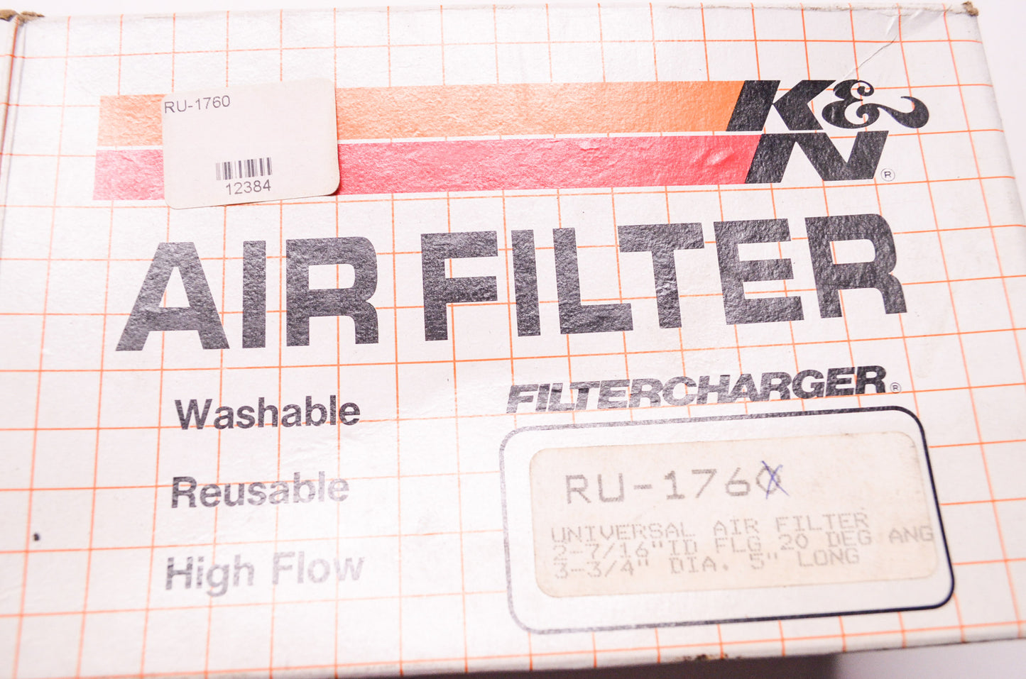 Performance Parts Universal Washable Air Filter Assembly 2-7/16' ID Flange 20 De