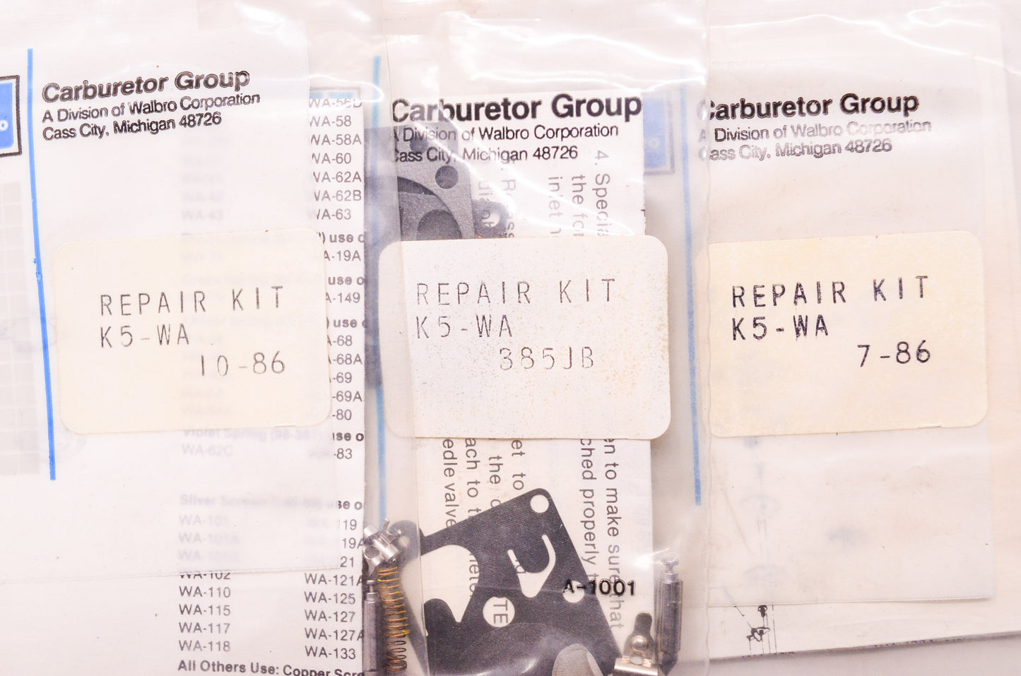Carburetor Diaphragm Gasket Kit NOS