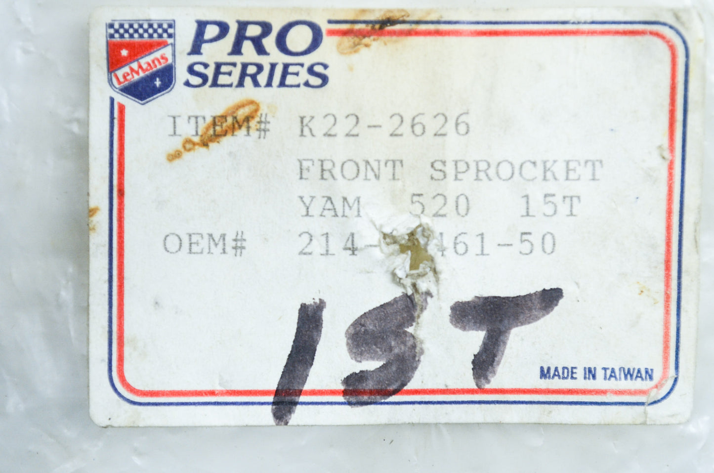 LeMans K22-2626 Pro Series 15T Sprocket Yamaha 520 NOS