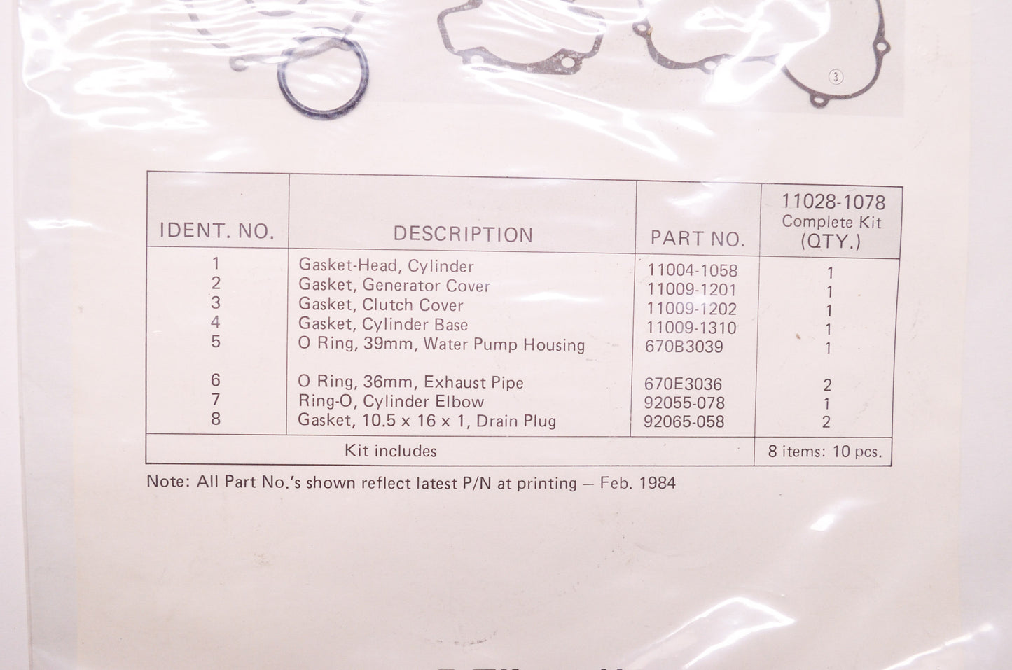 OEM Kawasaki 11028-1078 Gasket Set NOS