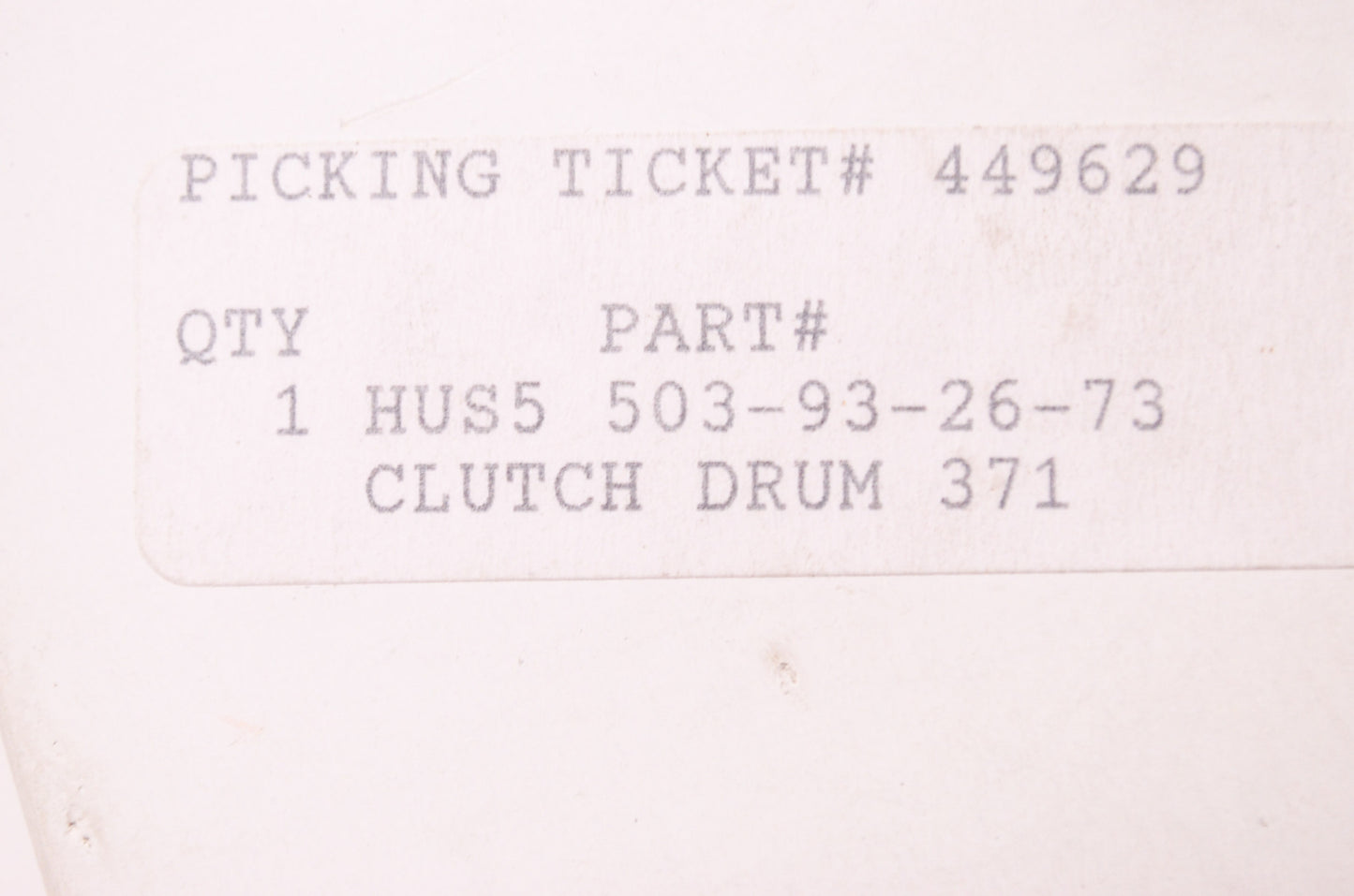 Clutch Drum Assembly 371 NOS