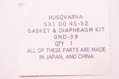 Carburetor Gasket Diaphragm Kit for Husqvarna NOS