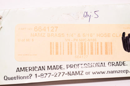 Custom Cycle Products Brass Hose Clamp 1/4' & 5/16' Qty 5 NOS
