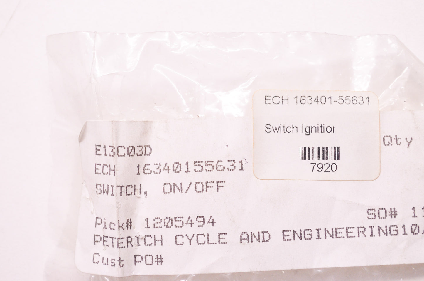 Ignition On Off Switch Assembly NOS