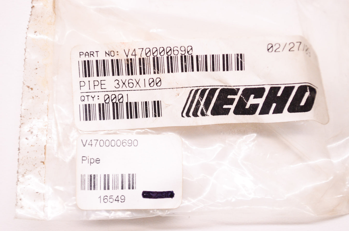 New OEM Echo Pipe 3x6x100