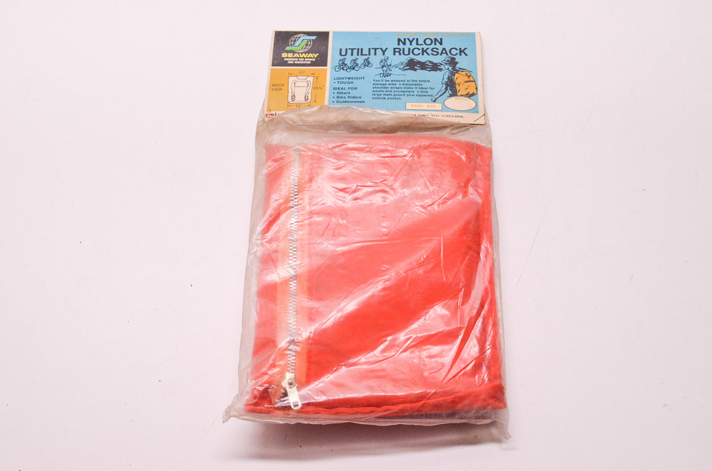New Seaway Extra Large Capacity Orange Nylon Rucksack 23-1/2' x 17' x 13' NOS