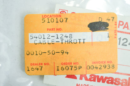 OEM Kawasaki 54012-1248 Closing Throttle Cable NOS