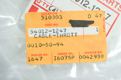 OEM Kawasaki 54012-1247 Opening Throttle Cable NOS