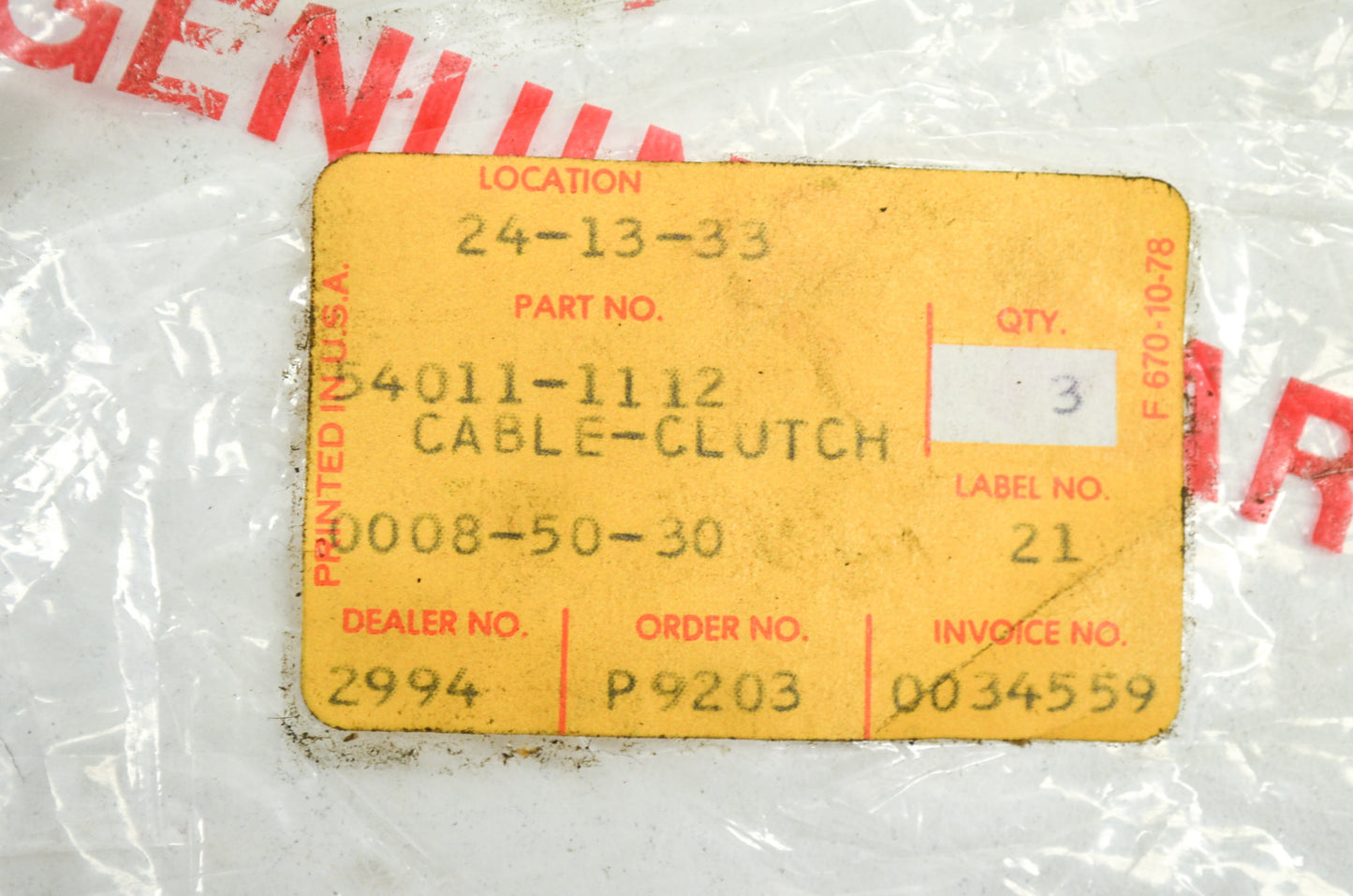 Clutch Cable NOS