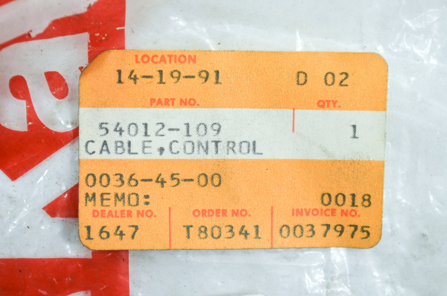 OEM Kawasaki 54012-109 Control Cable NOS