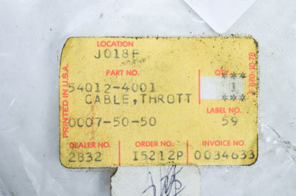 OEM Kawasaki 54012-4001 Throttle Cable NOS
