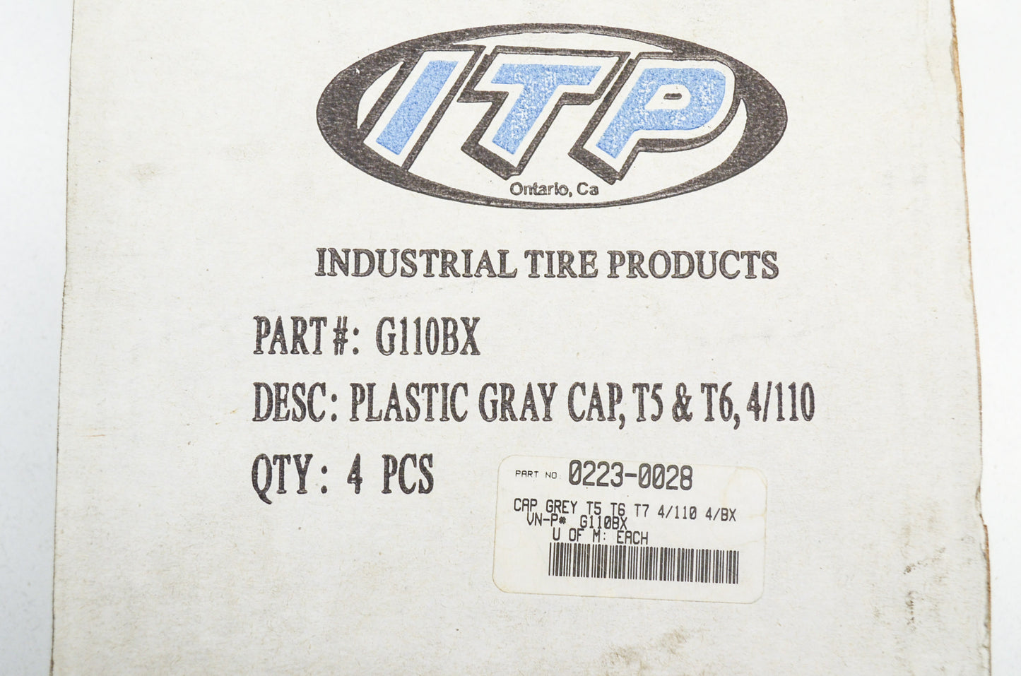 Gray Plastic Wheel Cap Set T5 & T6 4/110 NOS
