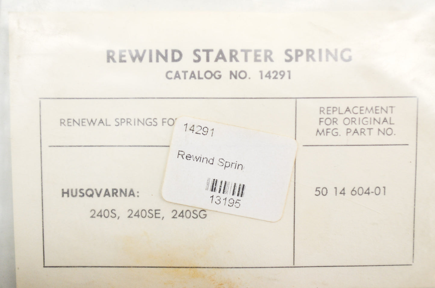 New After Market Rewind Spring Husqvarna 240S 240SE 240SG NOS