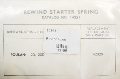 Rewind Spring Poulan 20 20D NOS