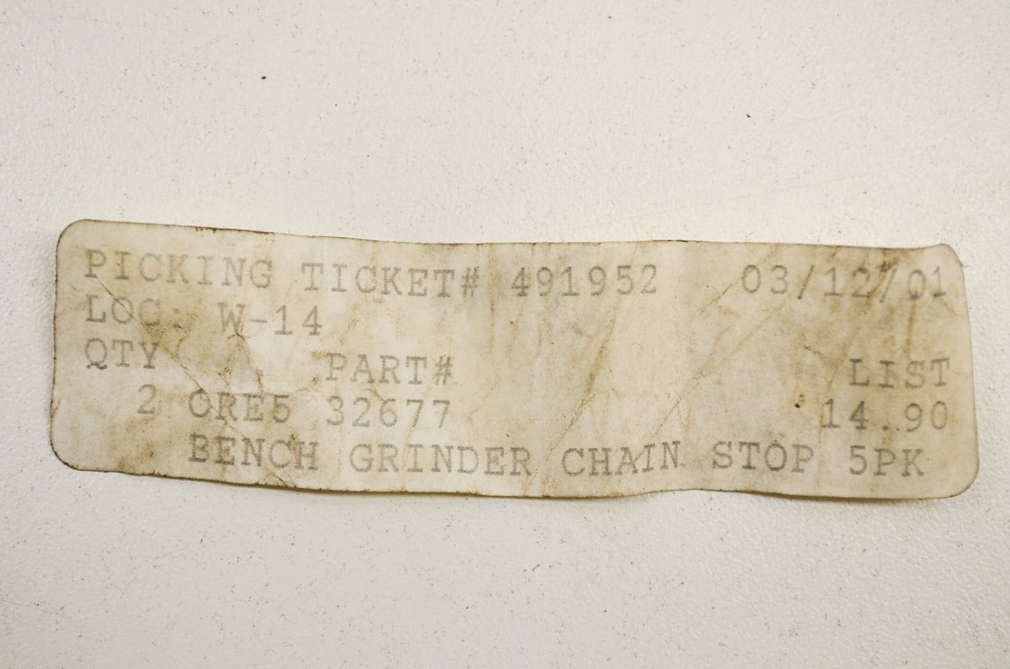 Bench Grinder Chain Stop NOS