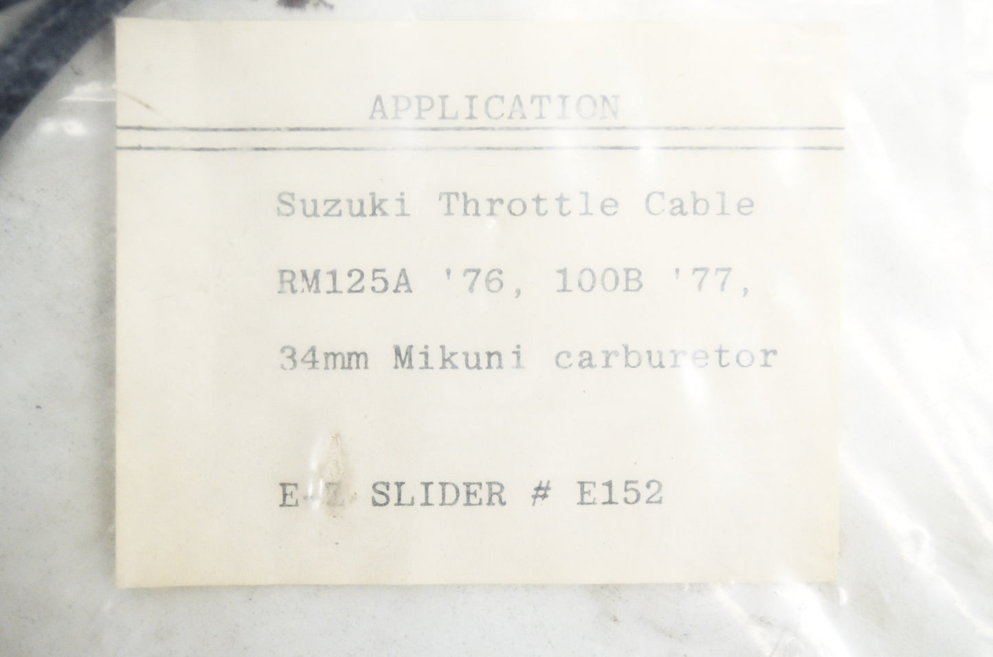 New EZ Slider Throttle Cable Suzuki 76 RM125A 77 100B NOS
