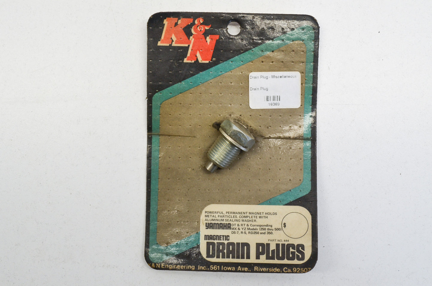 New K&N Magnetic Drain Plug for Yamaha DT RT MX YZ250-500 DS-7 R-5 RD250-350 NOS