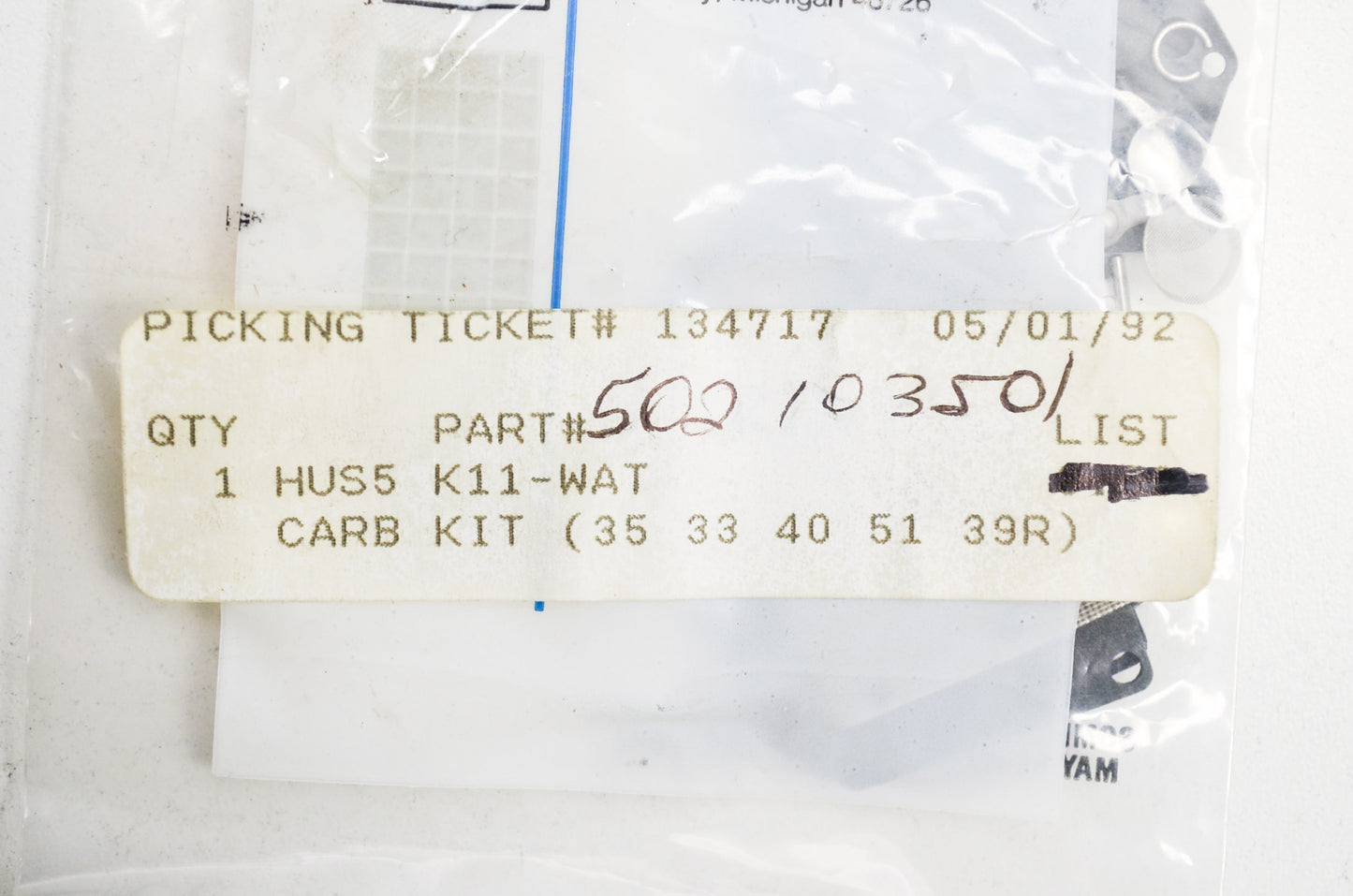 New OEM Husqvarna Carburetor Kit 35 33 40 51 39R NOS