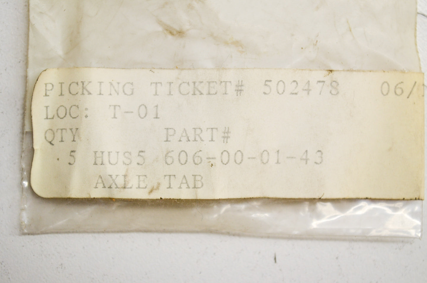 Axle Tab 580 RSW Qty 5 NOS