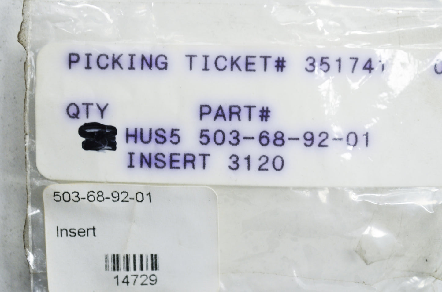 OEM Husqvarna 503689201, 503-68-92-01 Insert 3120 NOS