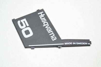 New OEM Husqvarna 50 Plastic Plate Decal 40 45 NOS