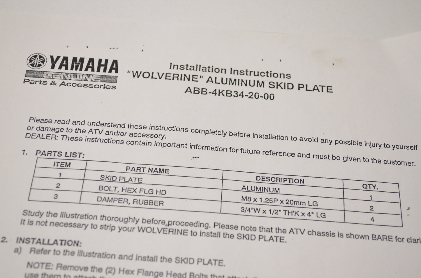 Aluminum Frame Skid Plate NOS