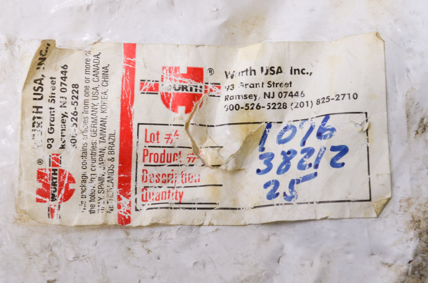 Wurth 107538212 Hex Bolt Qty 5 NOS