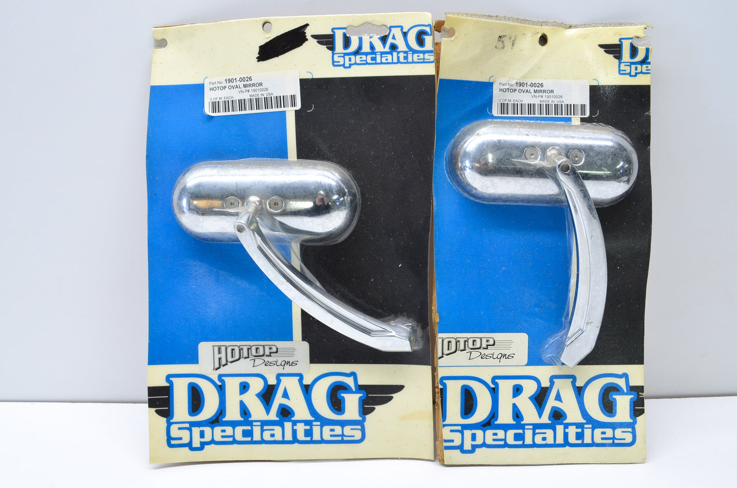 Drag Specialties 1901-0026 Chrome Oval Mirror Kit NOS
