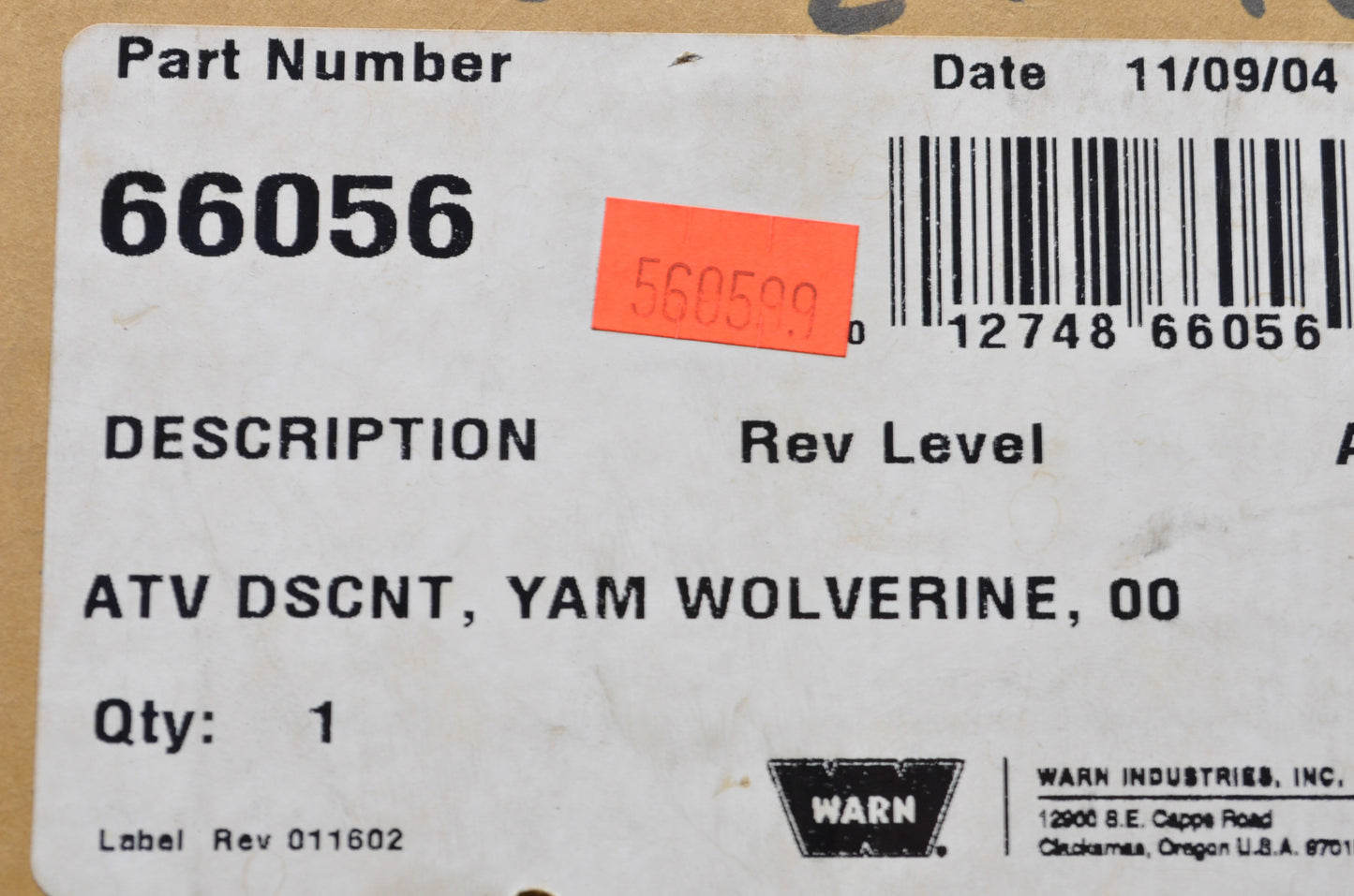New Warn ATV Front End Disconnector 2000 Yamaha Wolverine NOS