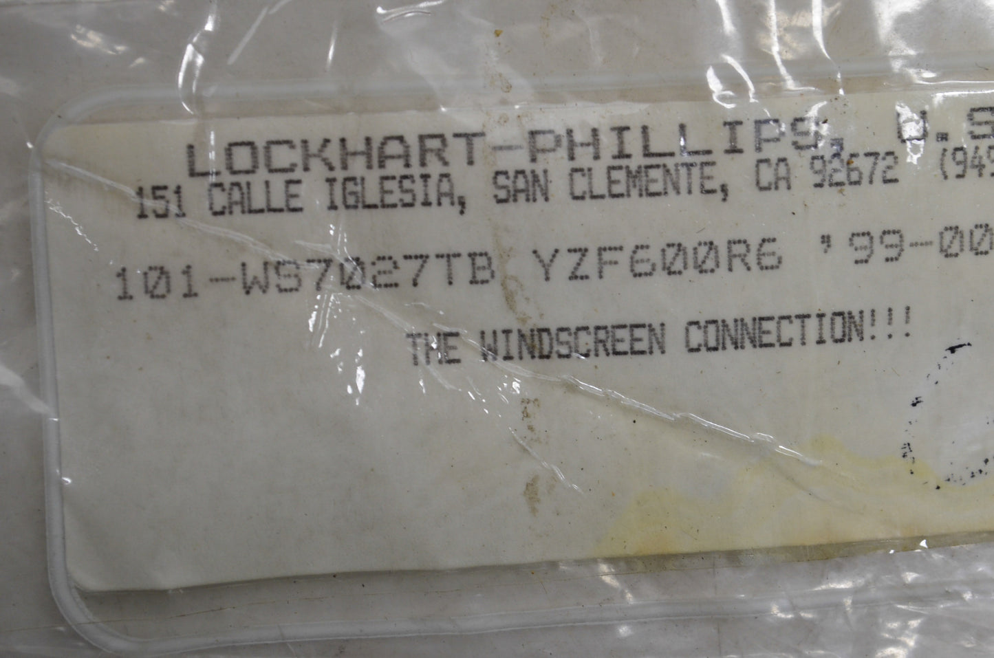 Lockhart Phillips 101-WS7027TB Transparent Blue Speedscreen NOS