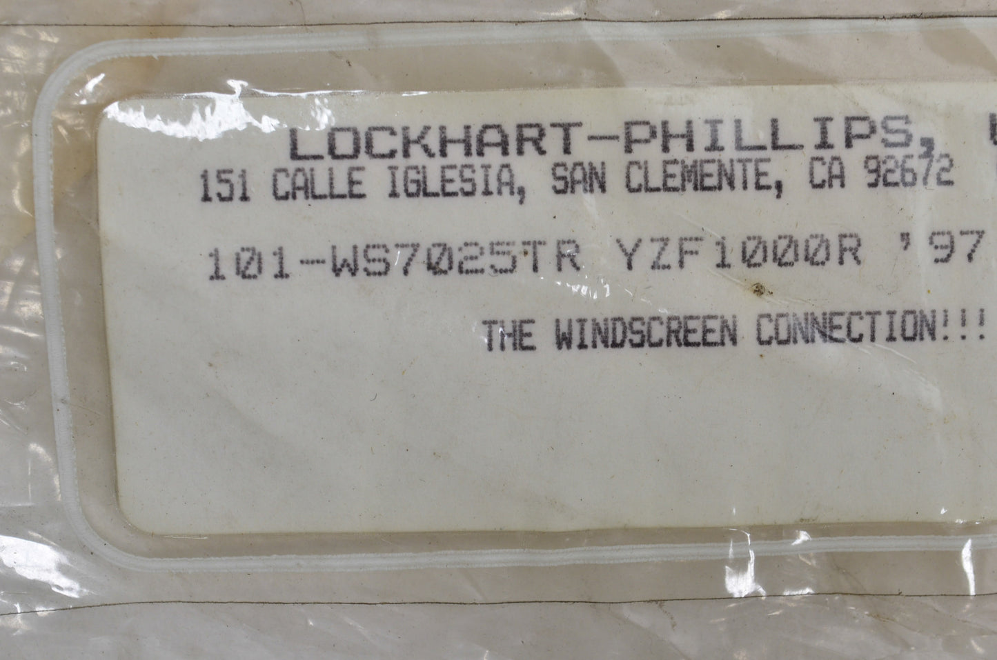 Lockhart Phillips 101-WS7025TR Transparent Red Speedscreen NOS