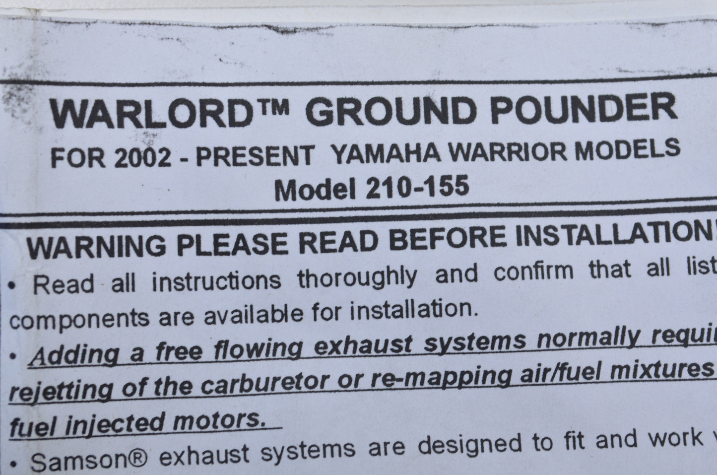Warlord Ground Pounder Exhaust Kit NOS