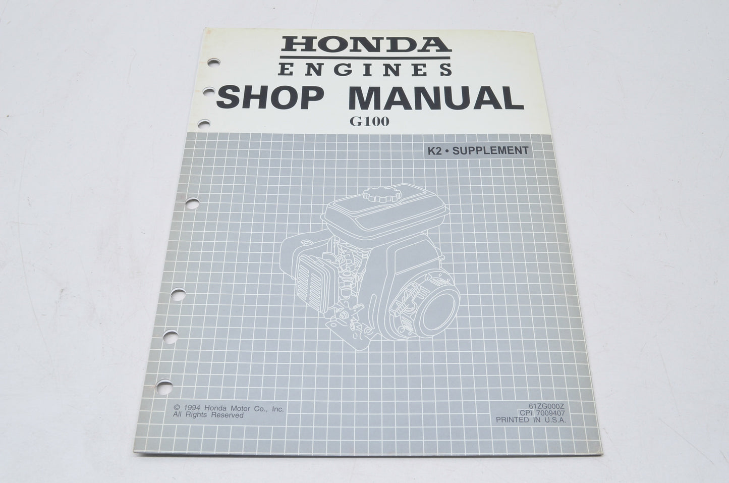 OEM Honda 61ZG000Z Shop Manual G100K2 Supplement NOS