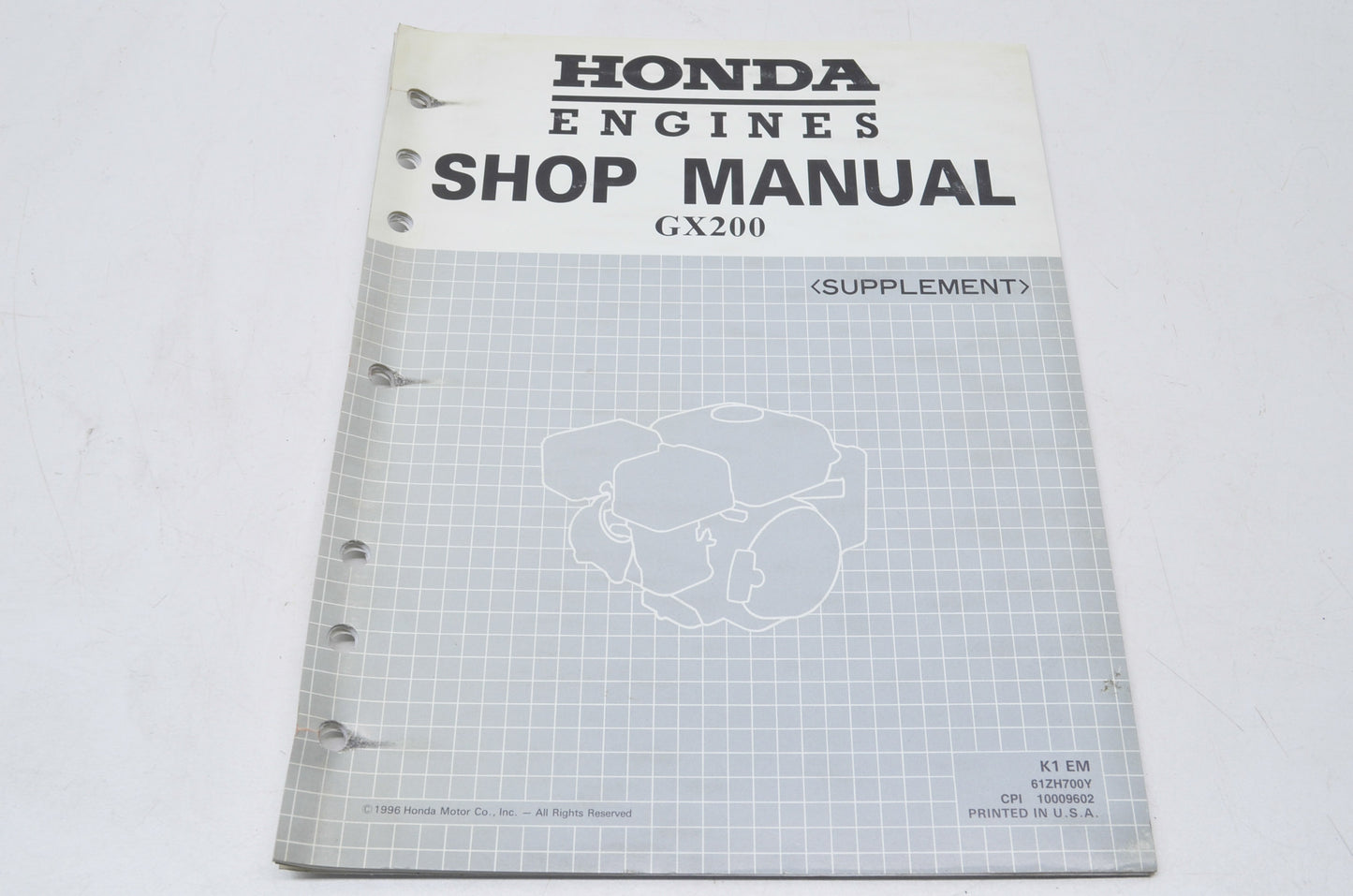 New OEM Honda Shop Manual GX200 Supplement NOS