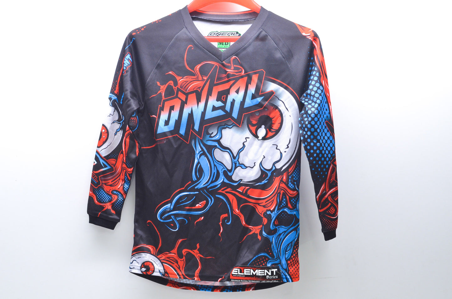 New O'Neal Youth Medium Black/Red/Blue Element Mutant Jersey NOS