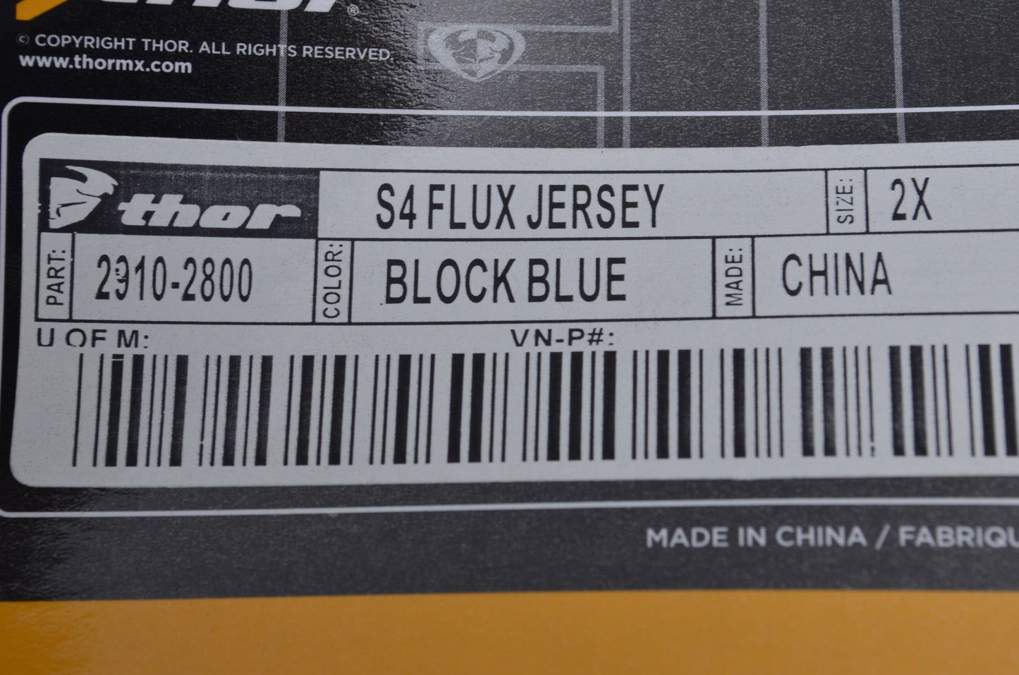 Thor 2910-2800 Xxl Black/Blue S4 Flux Jersey NOS