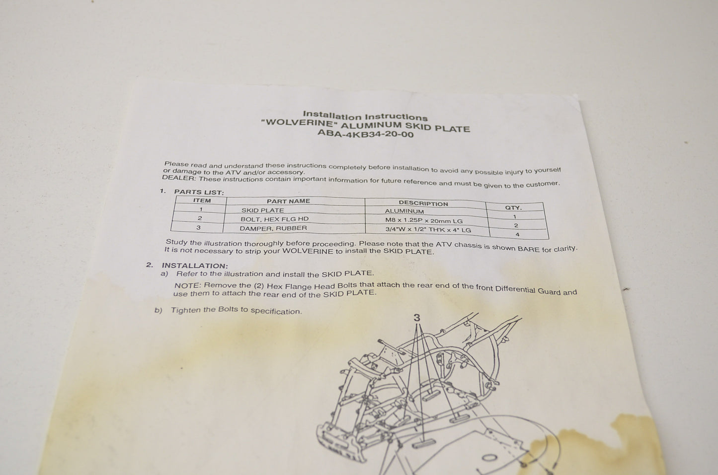 OEM Yamaha ABA-4KB34-20-01 Aluminum Frame Skid Plate NOS