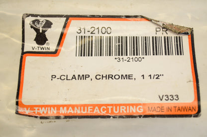 New V-Twin Chrome P-Clamp 1 1/2' QTY 2 NOS