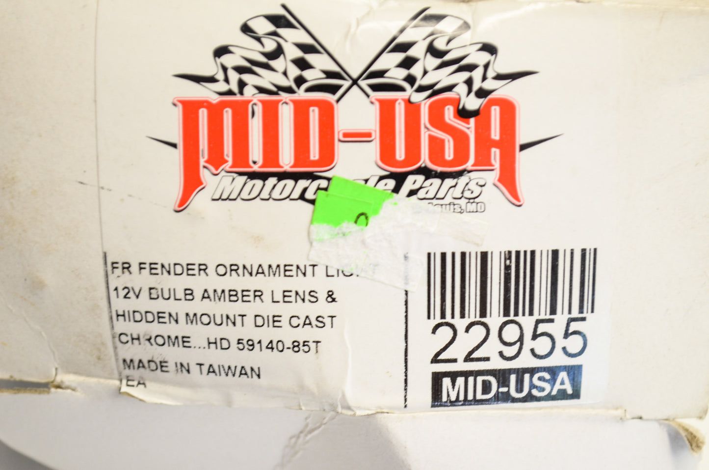 New Mid USA Front Fender Lamp 12V Amber NOS