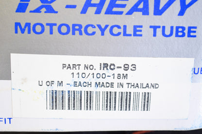 New IRC Motorcycle Tube 110/100-18 NOS