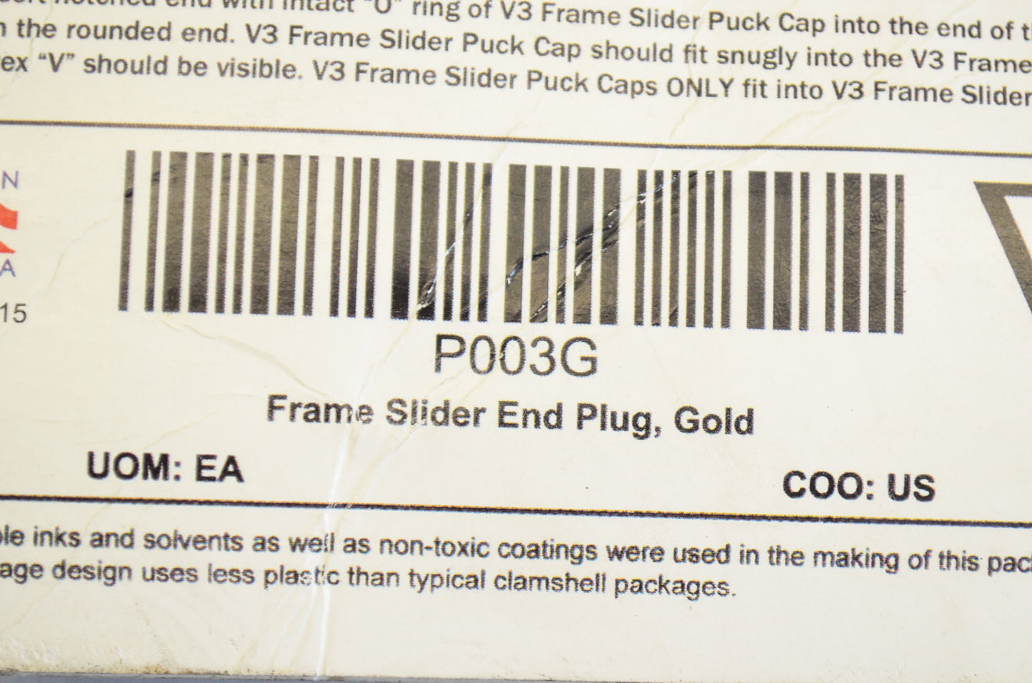 New Vortex Gold Frame Slider End Plug NOS