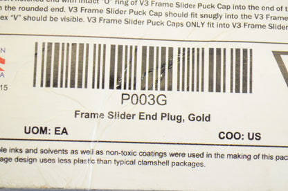 New Vortex Gold Frame Slider End Plug NOS