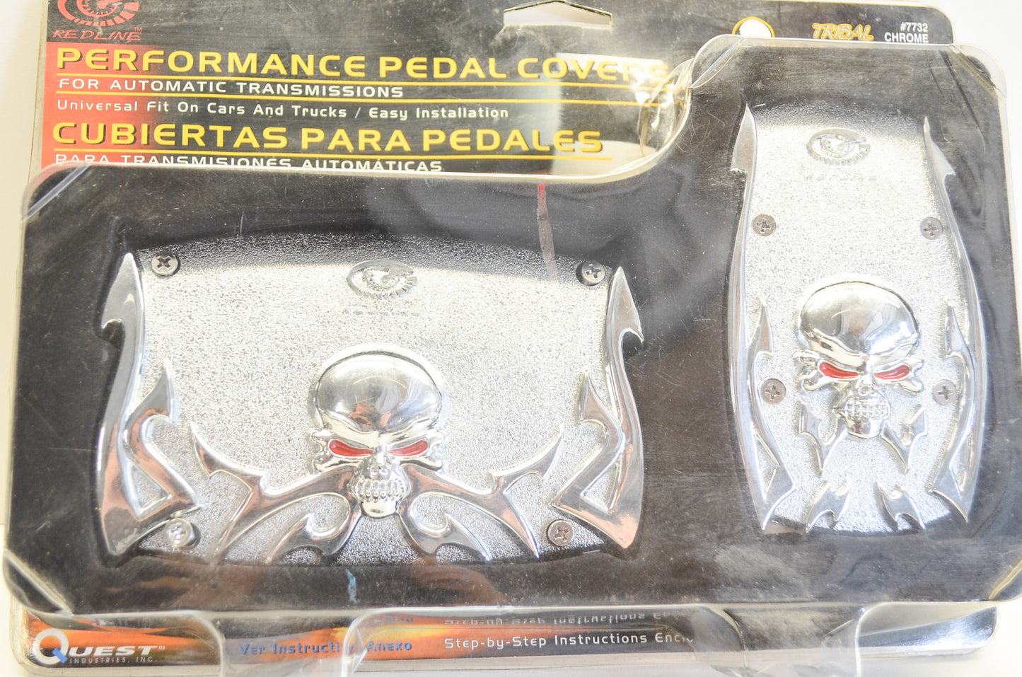 New Quest Redline Tribal Skull Performance Pedal Cover Kit NOS